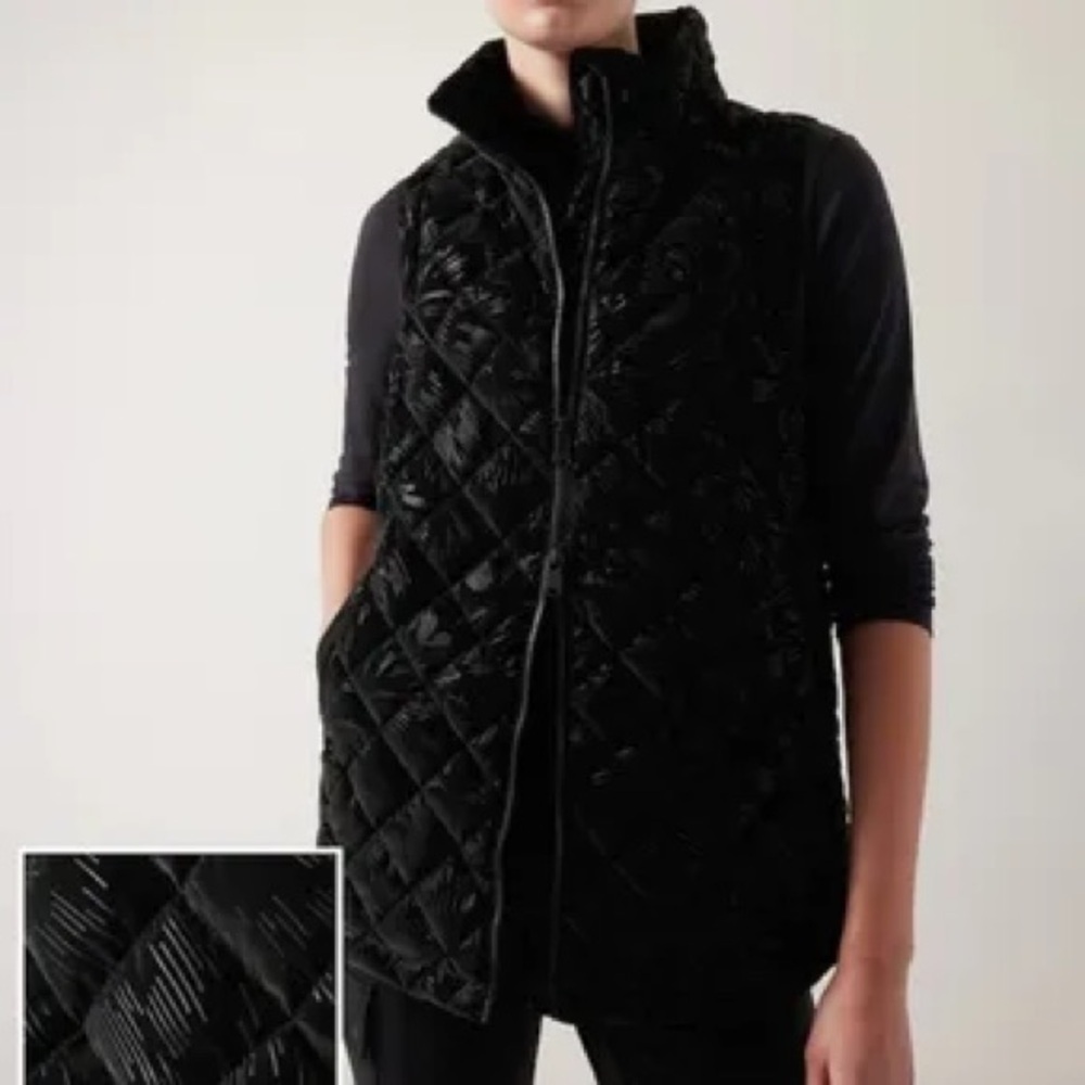 Athleta Whisper Featherless Velvet Vest Black XXS